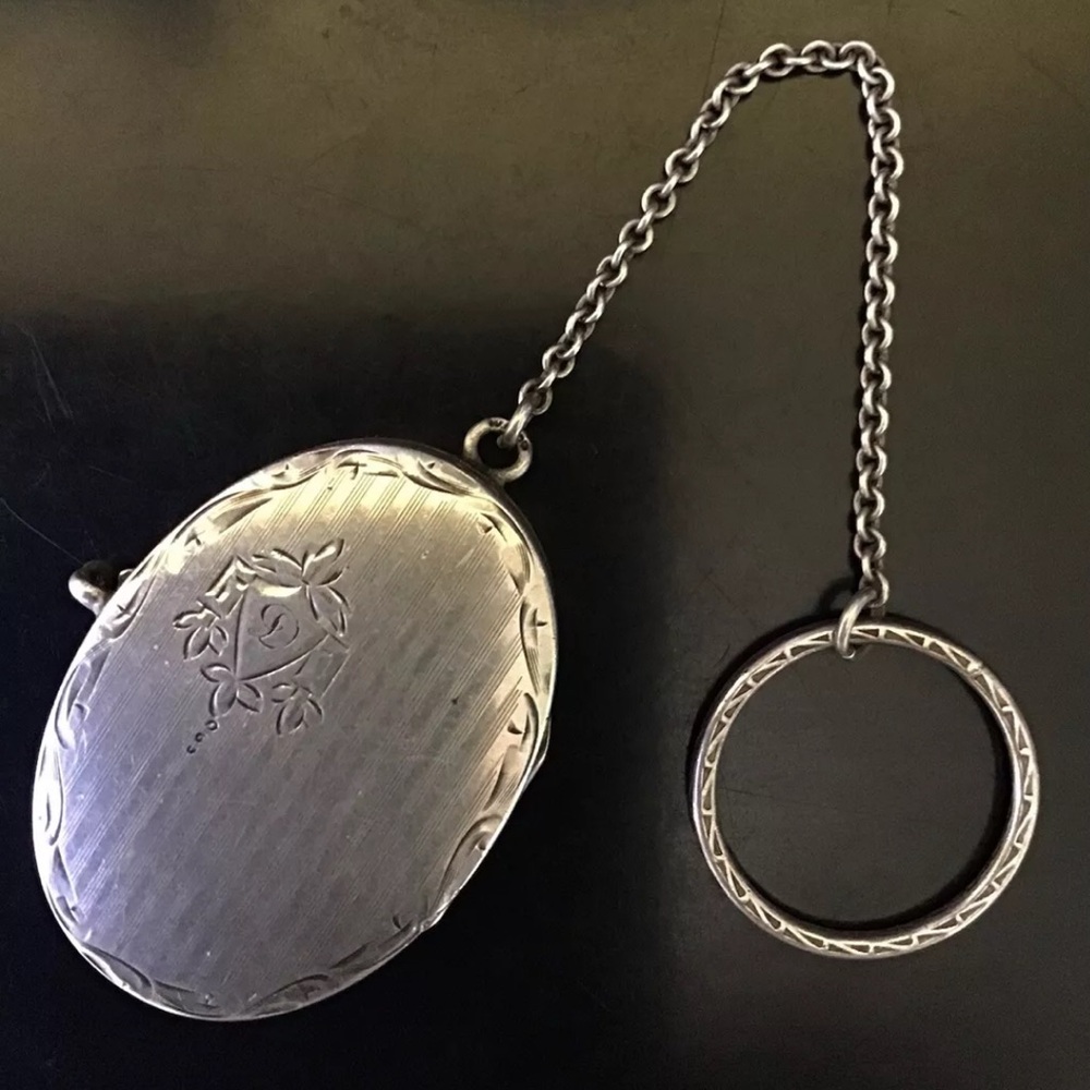 Vintage Antique Sterling Chatelaine Compact Compartment Trinket Holder